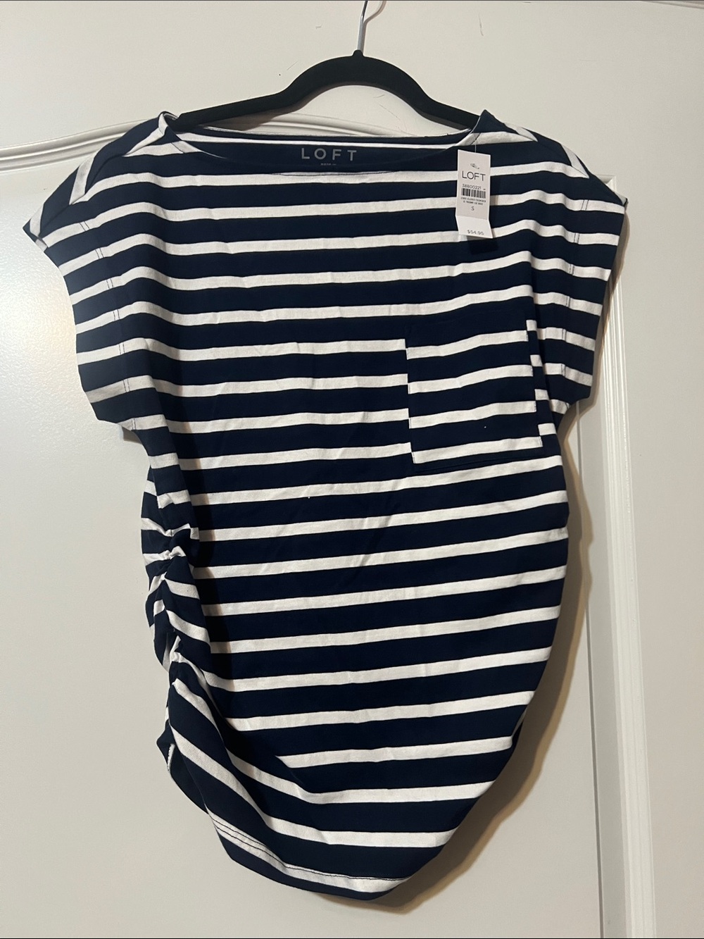 LOFT Navy and White Striped Short-Sleeve women’s top